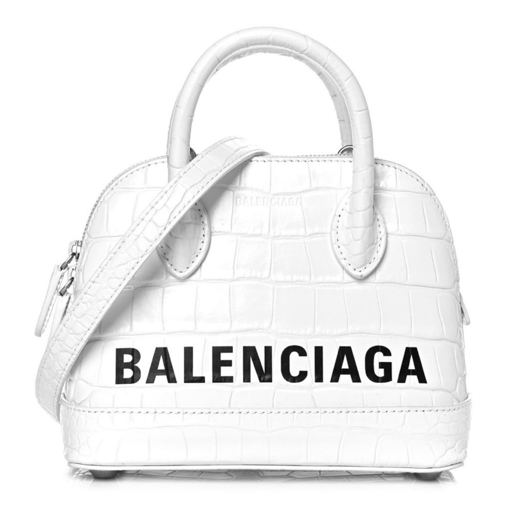 k • 100% authentic WHITE crocodile embossed balenciaga ville mini bag